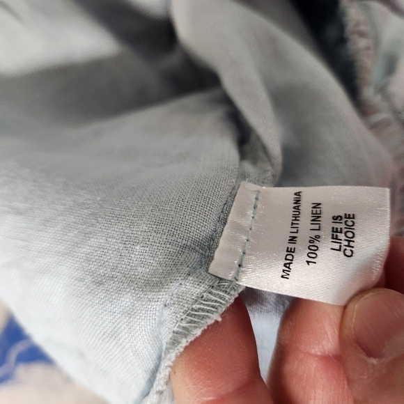 FLAX 100% Linen Light Blue Wide Leg Pants, sz Large High Rise - Picture 6 of 7